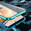Biruiqu For Redmi Note 12 Pro 4G Magnetic Absorption Case Metal Frame Shockproof Double Sided Tempered Glass Magnetic Case Cover. 