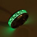 Luminous Plated Ring Dark Golden Dragon Inlay Green Background Fashion Men Fluorescent Glowing Rings. 