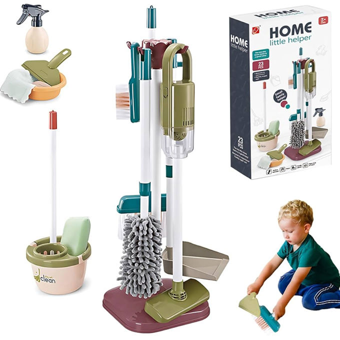 Home Little Helper Cleaning Accessories For Kids 23 Pcs Kids Cleaning Set with Vacuum for Toddlers - Pretend Play Cleaning Tools Kids Broom and Dustpan for Girls Boys Gifts - Multicolor