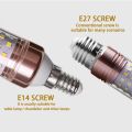 Chandelier LED bulb with 3 Options: 16W and 12W at 220V, Select White, Warm, or Natural Light with ON/OFF Switch, E27 and E14 Thread Choices Available. 