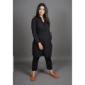 Black plane unstitched Lelan suit for women's export quality.. 