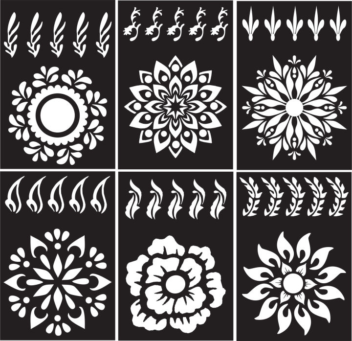 Mehndi 6 Tekii 6 hands Stencil Daraz.pk