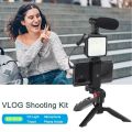 Vlogging Kit Accessories for Mobile Phone DSLR Camera Video Recording with Tripod Shoot Mic 360 LED Remote Selfie Light for Live Streaming Short Film. 