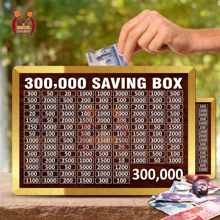 300,000 Saving Box – Wooden Money Saving Challenge Chart – Rupee Slot Box for Kids & Adults – Target-Based Cash Collection Bank – Gift Idea in Pakistan I Saving Box I Saving Money Box I Saving Box For Money I Mister Traders Wooden Saving Box