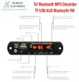 High-Quality 5V Bluetooth MP3 Decoder Board with USB/TF/FM/AUX, Remote Control, New Portable Audio Player Accessory. 