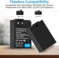HOMESUIT EN-EL25 Battery 2-Pack 1600mAh with big LCD USB Dual Charger Compatible with Nikon Z30 Z50 ZFC Camera 4241 EN-EL25 Battery MH-32 Charger. 