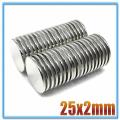 pack of Round Super Strong neo-dymium Magnets Size 25X2mm. 