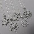 925 Sterling Silver Snowflake Necklace for Women, Winter Frozen Snow Flake Pendant Necklaces, Women Pendant. 