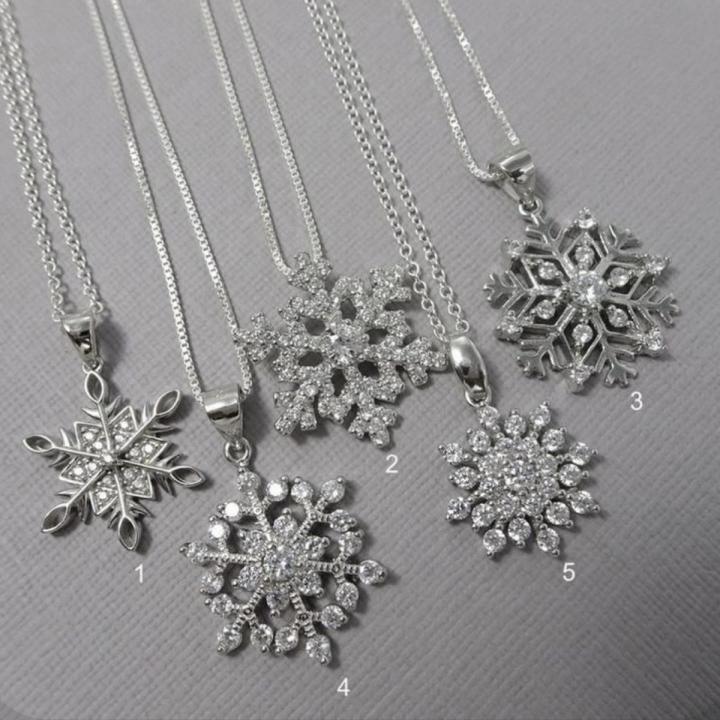 925 Sterling Silver Snowflake Necklace for Women, Winter Frozen Snow Flake Pendant Necklaces, Women Pendant