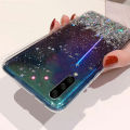 Phone Back Cover For Samsung Galaxy A50 Glitter Silicone Soft Phone Cases Starry Sky String Glitter Transparent Space Stars Moon Samsung A50 case. 