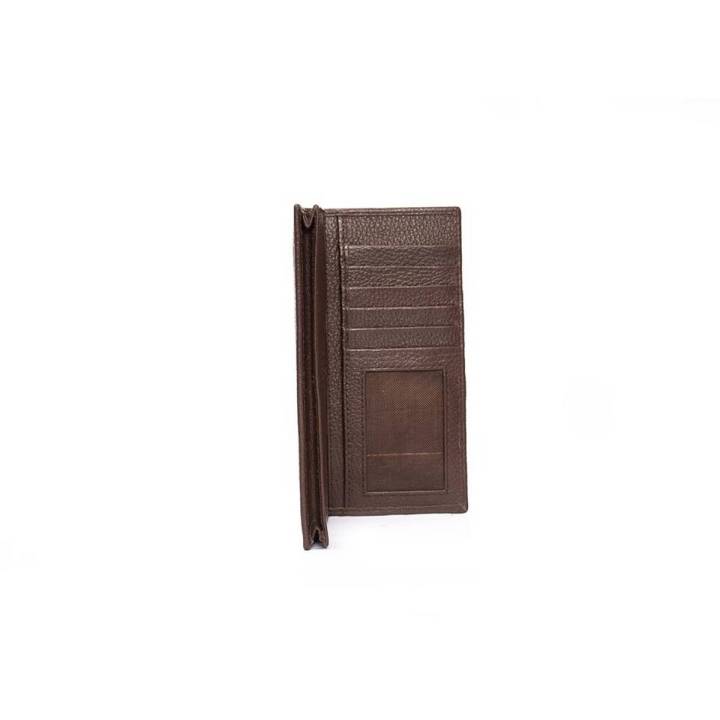 Long Bifold Leather Wallet For Mens-Brown