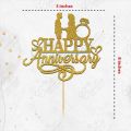 Happy Anniversary Cake Topper for Cake Decoration, Wedding Anniversary & Engagement Party Celebration Toppers in Gold. 
