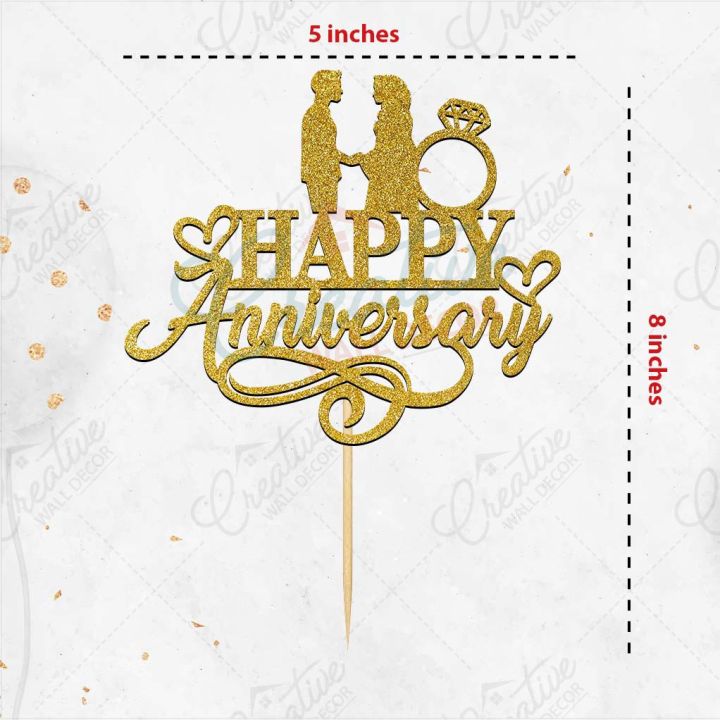 Happy%20Anniversary%20Cake%20Topper%20for%20Cake%20Decoration,%20Wedding%20Anniversary%20&%20Engagement%20Party%20Celebration%20Toppers%20in%20Gold%20-%20Image%202