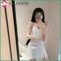【ALLGOOD】Amoi white super fairy suspender dress women's inner and outer wear temperament, waist and crotch cover short skirt trendy. 