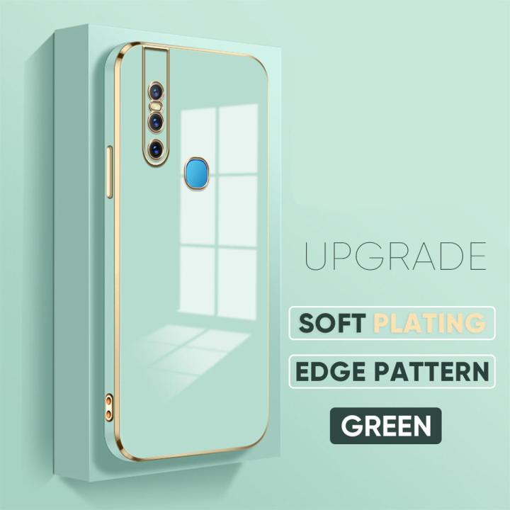 For Vivo V15 1819 Soft Original Square Edge Pattern Casing Plated Phone Shell Luxury Plating Soft Phone Case