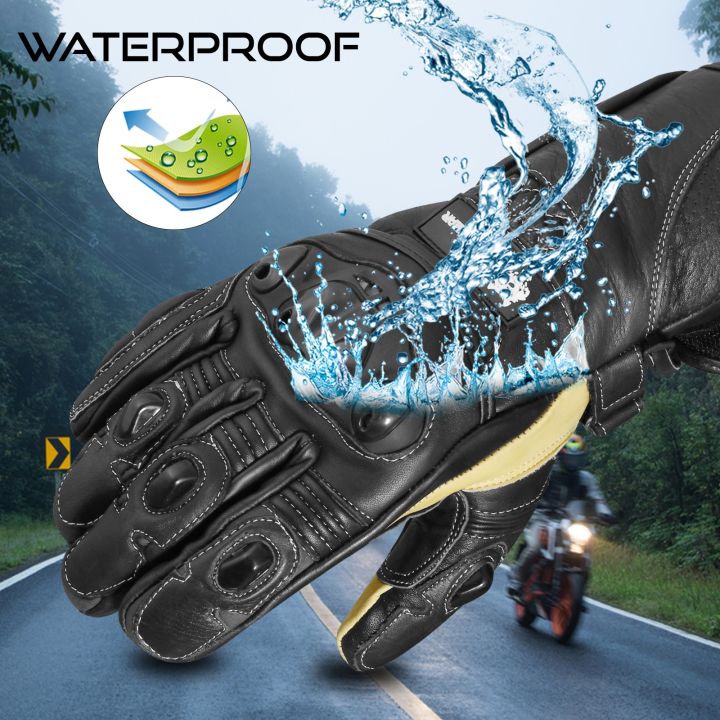 WOLF%20GEAR-%20Motorbike%20Motorcycle%20Gloves%20Black%20Mens%20Biker%20Leather%20Textile%20-%20Image%204