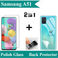Samsung Galaxy A51 Tempered Glass Screen Guard + Back Protector Hydrogel Soft TPU Clear Jelly Film Protection For Galaxy A51 - Transparent. 