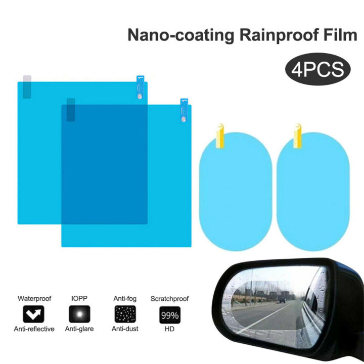 Geepact 4pcs Anti Fog Film Anti Rain Car Mirror Film Rearview Mirror Protective Film Nano Waterproof Anti Glare Side Window Film