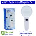 MG6B-4 4x 65mm Zoom Hand-Hold Magnifier Glass With Two LED Lights Exclamation Mark type Magnifier Battery not included by Electrica. 