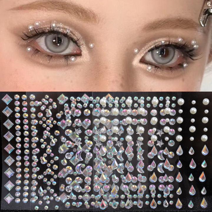 Face Stickers Love Pearls DIY Self-adhesive Children's Gemstone Stickers Stage Temporary Tattoo Waterproof Festival Art