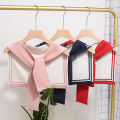 Happy night Korean College Navy Stripe Wool Knit Shoulder Cape Knotted Warm Shawl Summer Air Conditioned Room Protect Neck Woman's Scarf. 