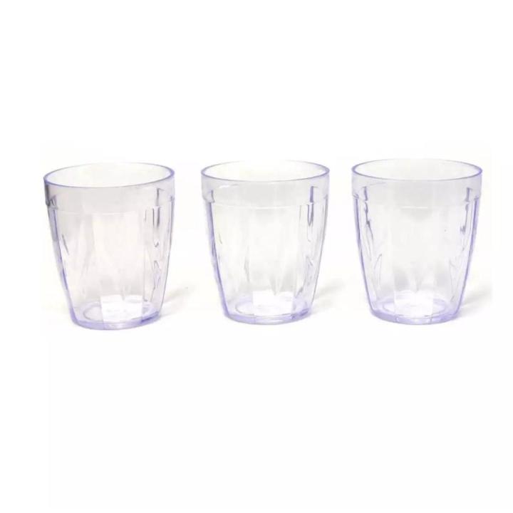 Pack of 3 Acrylic Plastic Drinking Water Glass Set