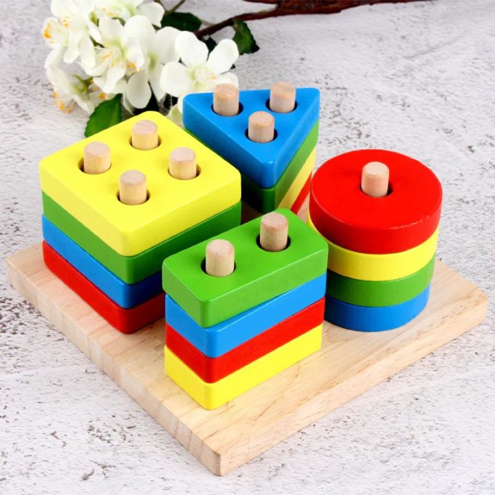 Wooden Shape Sorter Toy, Wooden Geometric Sorter Puzzle, Wooden Shape ...