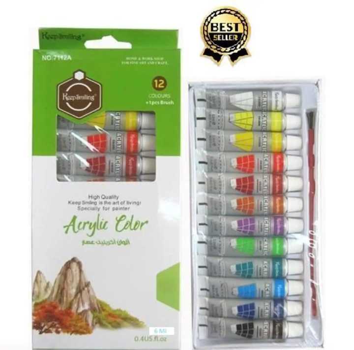 Keep_ Smiling Acrylic Colour Paints - Pack of 12