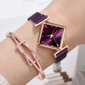 【ETOP】Women Square Watch Luxury Ladies Quartz Magnet Buckle Gradient Color Watches Relogio Feno For Gift Clock. 