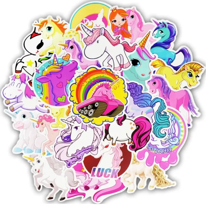 10%20Pcs/Pack%20Unicorn%20Series%20Children's%20Cartoon%20Waterproof%20Stickers%20for%20Laptop%20TV%20Fridge%20Skateboard%20Guitar%20Car%20-%20Image%202