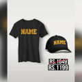 Customized Text T shirt and cap. 