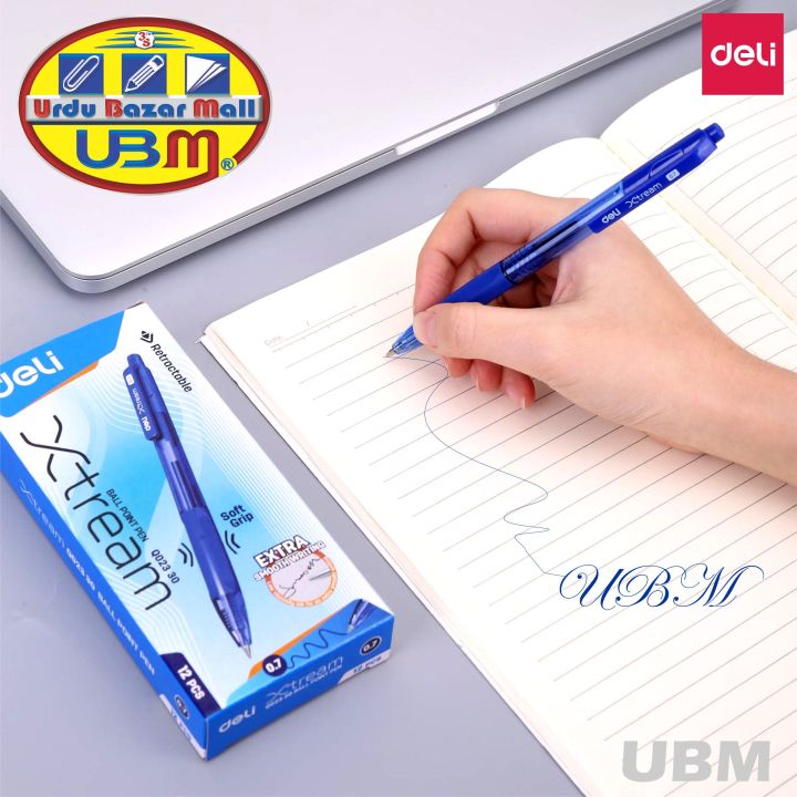 Deli%20Ball%20Pen%20Xtream%200.7,%20Ball%20Point%20Pen,%20Blue%20Ball%20Pen,%20Original%20Ball%20Pens,%20Retractable%20Ball%20Point,%20Extra%20Smooth%20Ball%20Pens%20(Pack%20Of%2012)%20-%20Image%202