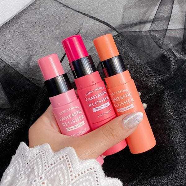 2 IN 1 Blush with Brush Korean Blusher stick | Cheek Blush with Brush | Trendy Makeup Brush with Blush | Cream Blush for girls