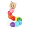 【Happier】 Colorful Animal Wooden Twist Worm Puzzles Caterpillar Kids Educational Animal Crocodile Toys Baby Montessori Finger Toys. 
