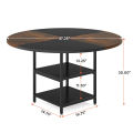 Round Dining Table, 47" Kitchen Dinner Table with Storage Shelf. 