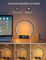 Amouhom Table Lamp, 18W Touch Lamp Alarm Clock with Wireless Charging Wake-Up Light, Digital Sonic 10W Max Qi Charger Nightstand Reading Lamps for Bedside, Reading, Home, Office. 