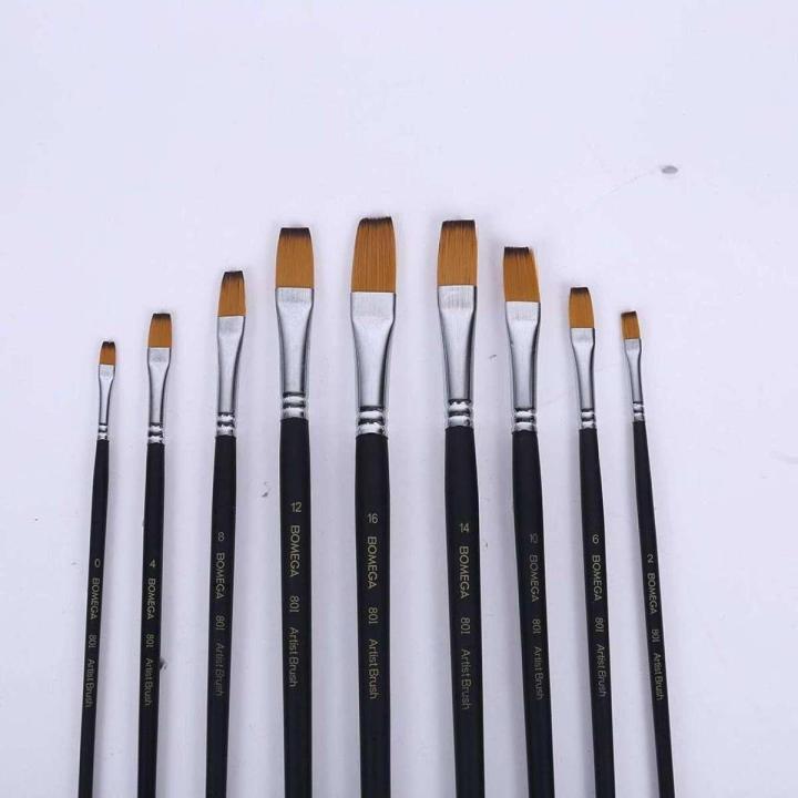 Bomega%20Flat%20Artist%20Paint%20Brush%20Set%20Of%209%20Black%20B%20801%20-%20Image%203