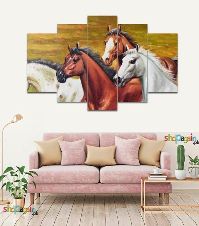 Artistic%20Horse%20Painting%205%20Piece%20Premium%20Quality%20Wall%20Frame%20-%20Image%202