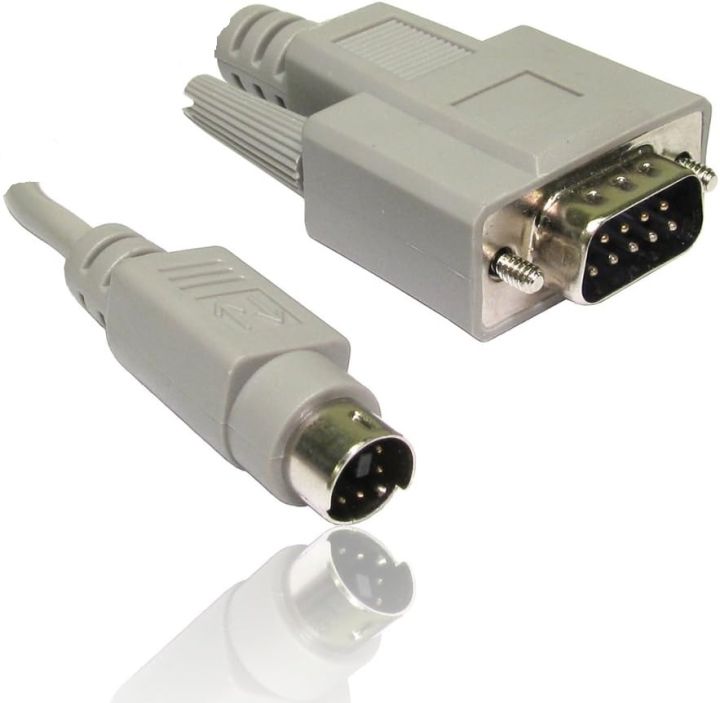 6-Pin Mini Din PS/2 Male to DB9 Serial 9 Pin Male Cable White 6 Meters Genuine Used Branded