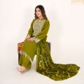 Mehndi Green Dhanak Mareena Dress 3 Piece Stitched Dress For Winter. 