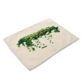 1Pcs Green Leaf Plant Pattern Dining Table Mats Kitchen Placemat Coaster Cotton Linen Pad Bowl Cup Mat 42*32cm Home Decor MP0029. 