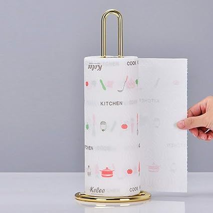 Kitchen Tissue Roll Holder- Tissue Dispenser -Golden - Color - Tissue Stand Paper Towel Rack Kitchen Paper Roll Storage Holder Home Restaurant Dinner, Tissue Holder