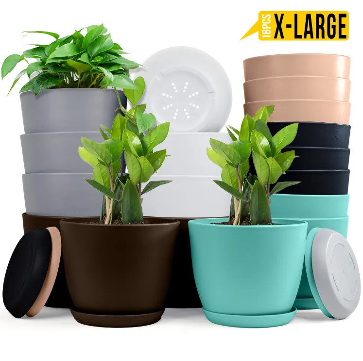 Large Decorative Plastic Planters 12 Inch Large Plant Pots For Indoor