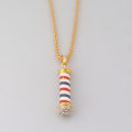 Fashion Barber Shop Pole 3D Barber Pole Chain Pendant Necklace Hip Hop Barber Hairdresser Gothic Necklace Jewelry. 
