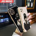 JIUMOO For OPPO A16K A16E Case Fashion Tide Girl Side Design Luxury Plating Phone Cases Square Edge Pattern Silicone Casing Full Back Cover Camera Protection SoftCase. 