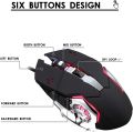 Wired Computer Gaming Mice, 6 Buttons for Desktop Laptop Mac PC Gaming Mouse, 4 Levels DPI 800-1600-2400-3200 with 4 Colors RGB Backlit, Ergonomic Design for Professional Gamers Use. 