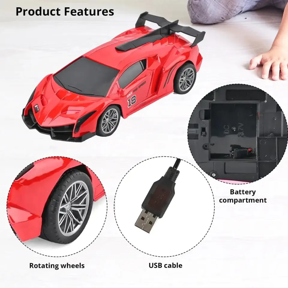 Smoke Remote Control Racing Lamborghini Red Car Light