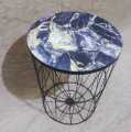 METAL WIRE REMOVABLE WOOD TOP FOLDABLE ROUND COFFEE SIDE TABLE STORAGE BASKET ONE PICE. 