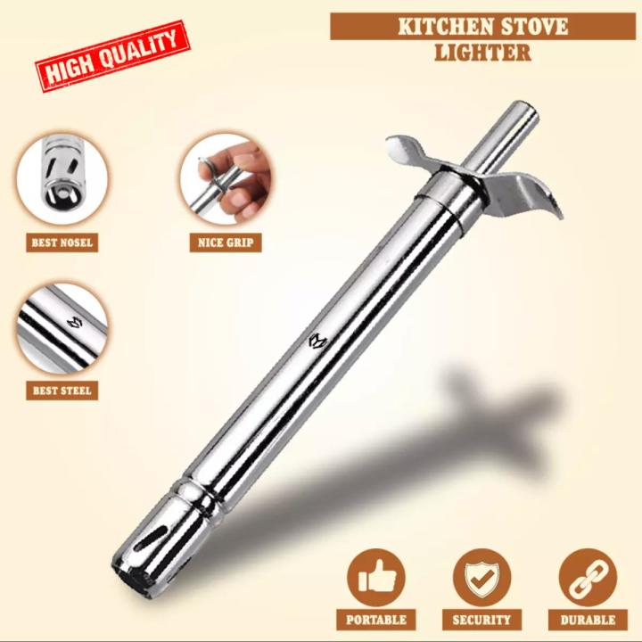 Kitchen Lighter SS Metal - Gas Stove Lighter - No Fuel No Batteries No Refill Needed - Spark Igniter Pulse Liter