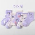 5pcs/set Sanrio Kuromi My Melody Lingeries for Women with Stocking Animated Socks Absorb Sweat Anime Kawaii Children Baby Autumn. 